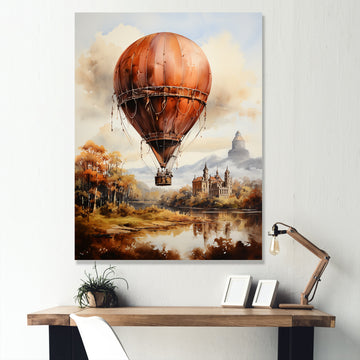 Castle Hot Air Balloon Flight - Hot Air Balloon Canvas Wall Art